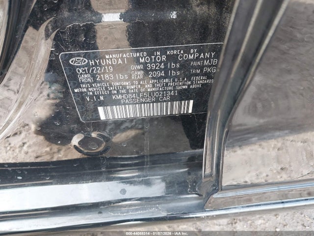 Aukcja sprzedaży 2020 Hyundai Elantra Value Edition, vin: KMHD84LF5LU021341, numer aukcji: 44088314