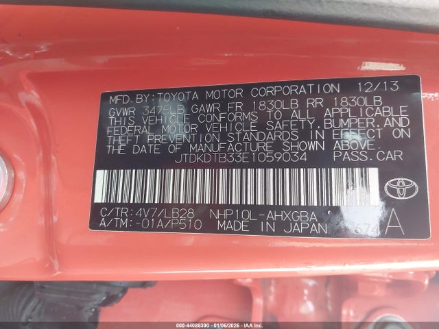 JTDKDTB33E1059034 Toyota Prius C Four