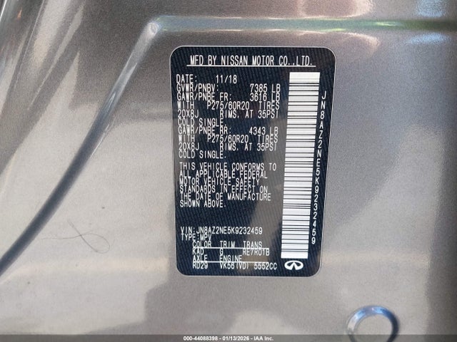 Продажа на аукционе авто 2019 Infiniti Qx80 Luxe, vin: JN8AZ2NE5K9232459, номер лота: 44088398
