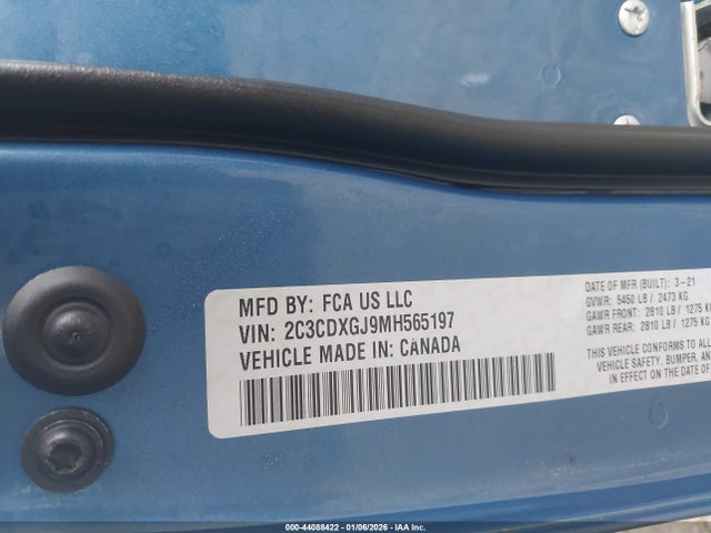 Продаж на аукціоні авто 2021 Dodge Charger Scat Pack Widebody Rwd, vin: 2C3CDXGJ9MH565197, номер лоту: 44088422