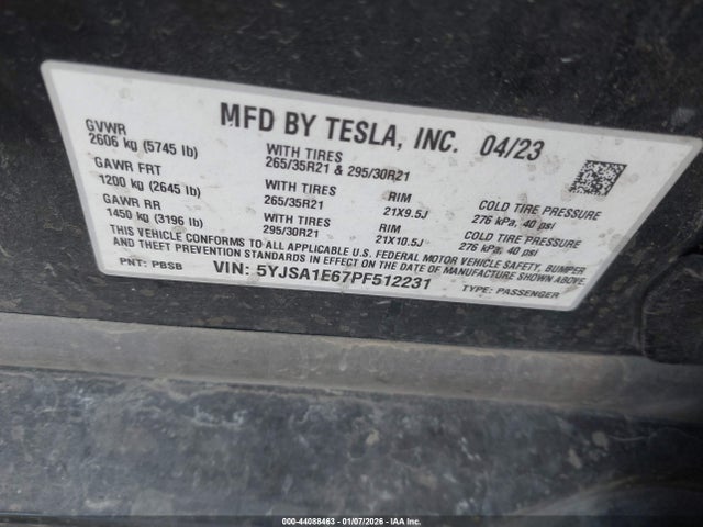 2023 TESLA MODEL S 5YJSA1E67PF512231 Photo 8