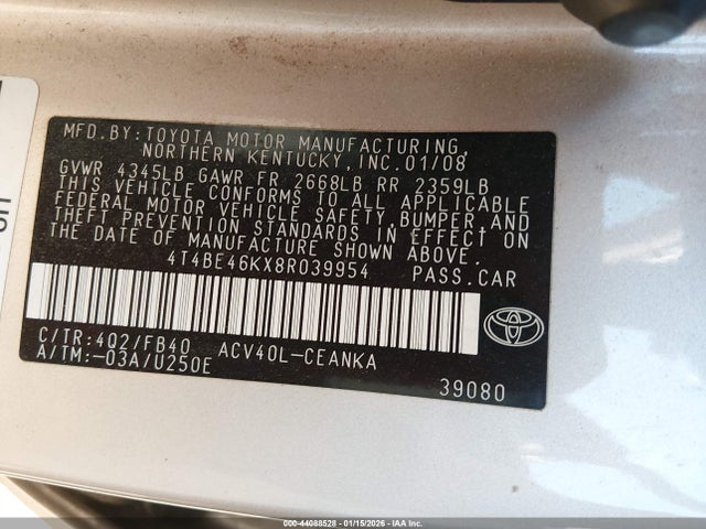 2008 TOYOTA CAMRY 4T4BE46KX8R039954 Photo 8