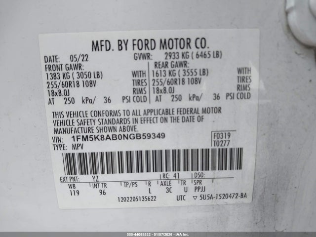 Ford Police Interceptor Utility 2022 1FM5K8AB0NGB59349 Image 9