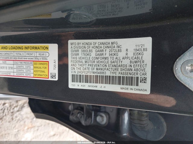 Honda Civic Sport 2022 2HGFE2F51NH548863 Image 9