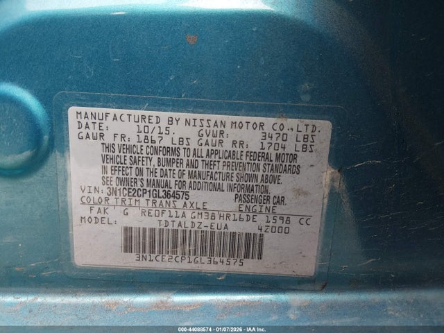 Nissan Versa Note Sv 2016 3N1CE2CP1GL364575 Image 9