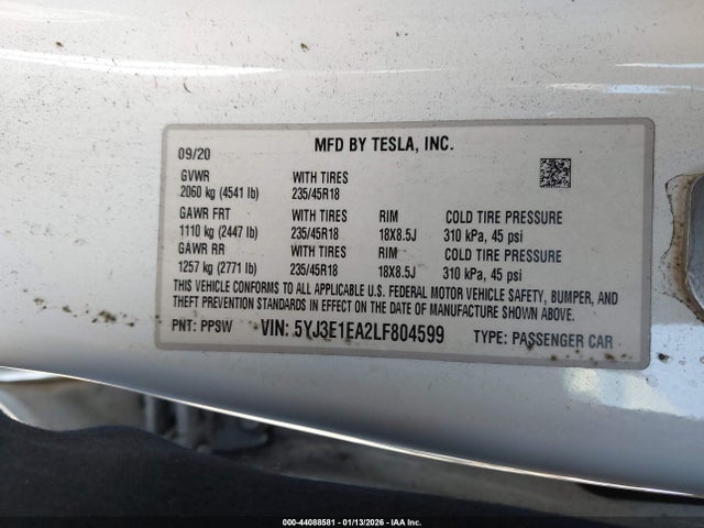 2020 TESLA MODEL 3 5YJ3E1EA2LF804599 Photo 8