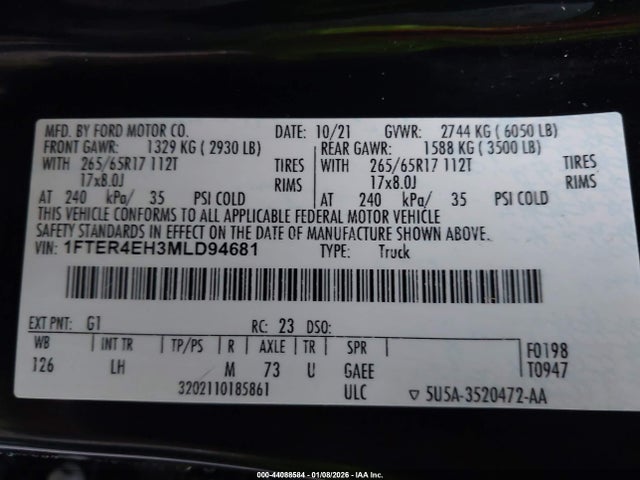 2021 FORD RANGER 1FTER4EH3MLD94681 Photo 8