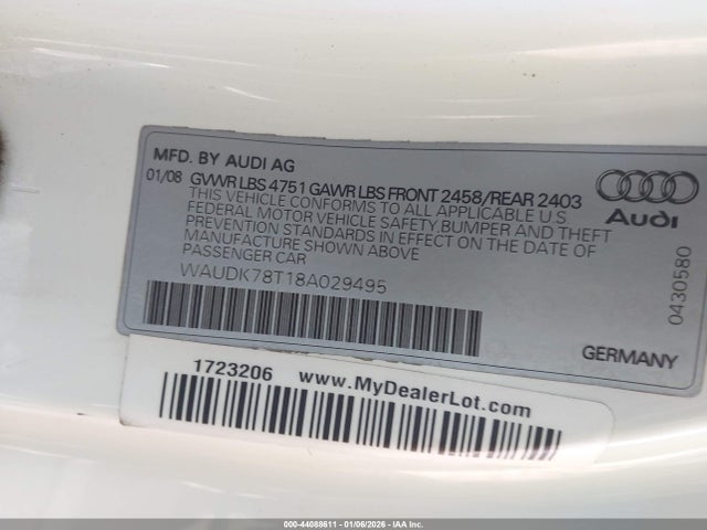 2008 AUDI A5 WAUDK78T18A029495 Photo 8