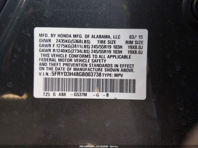 2016 ACURA MDX 5FRYD3H48GB003738 Photo 8