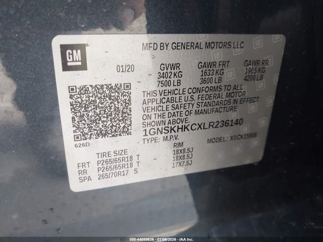 1GNSKHKCXLR236140 Chevrolet Suburban 4wd Lt