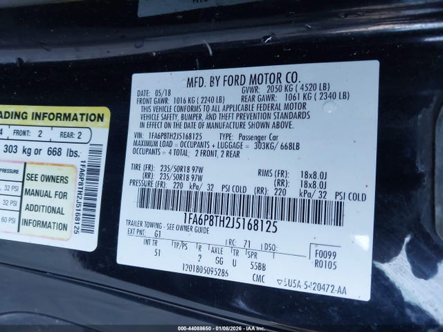 Ford Mustang Ecoboost 2018 1FA6P8TH2J5168125 Image 9