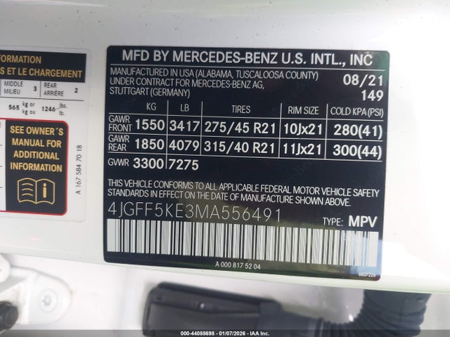 2021 MERCEDES-BENZ GLS 450 4JGFF5KE3MA556491 Photo 8
