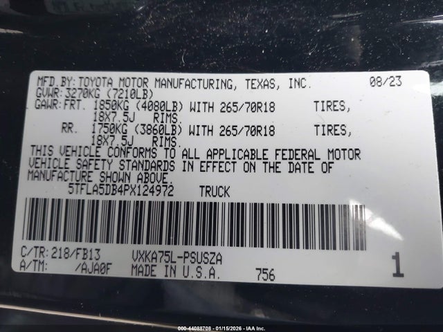 Toyota Tundra Sr5 2023 5TFLA5DB4PX124972 Image 9