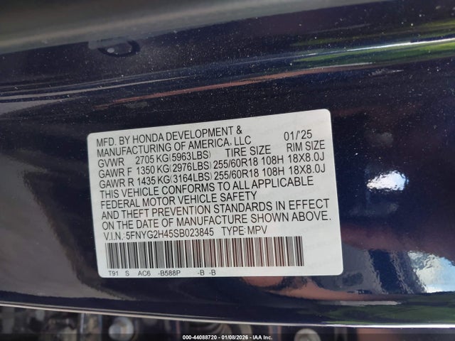 Honda Pilot Ex-l 2025 5FNYG2H45SB023845 Image 9