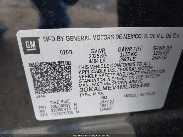 2021 Gmc Terrain Fwd Sle მანქანა იყიდება აუქციონზე, vin: 3GKALMEV4ML365446, აუქციონის ნომერი: 44088734