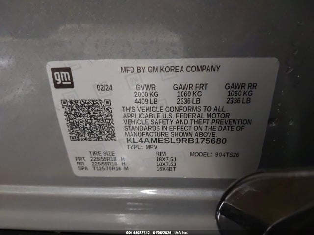 2024 Buick Encore Gx Sport Touring Awd მანქანა იყიდება აუქციონზე, vin: KL4AMESL9RB175680, აუქციონის ნომერი: 44088742