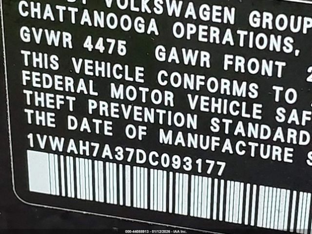 2013 VOLKSWAGEN PASSAT 1VWAH7A37DC093177 Photo 8