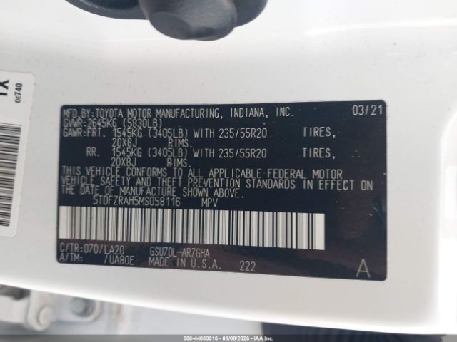 2021 TOYOTA HIGHLANDER 5TDFZRAH5MS058116 Photo 8