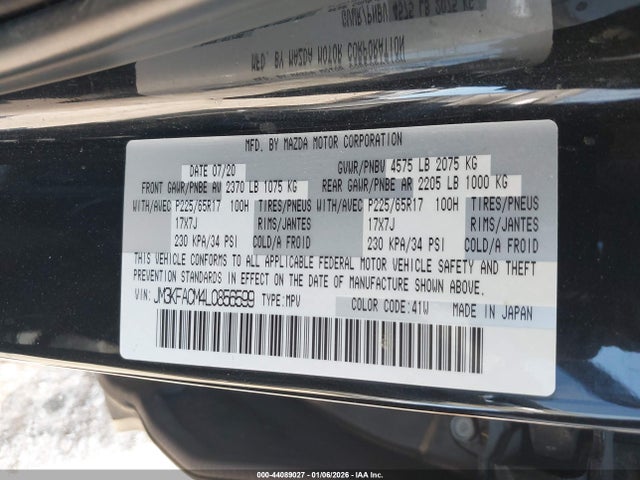 Aukcja sprzedaży 2020 Mazda Cx-5 Touring, vin: JM3KFACM4L0856599, numer aukcji: 44089027