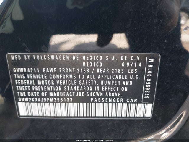 3VW2K7AJ9FM353133 Volkswagen Jetta 2.0l S
