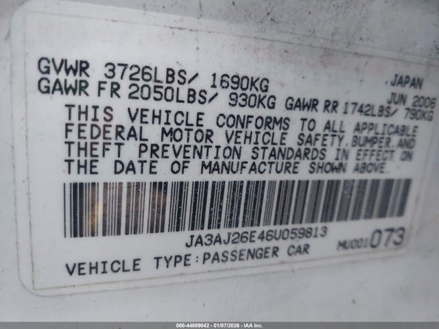 2006 MITSUBISHI LANCER JA3AJ26E46U059813 Photo 8