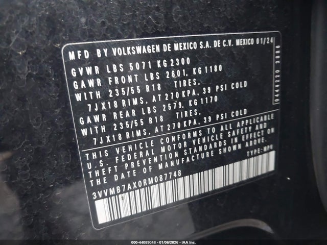 3VVMB7AX0RM087748 Volkswagen Tiguan 2.0t Se/2.0t Wolfsburg Edition