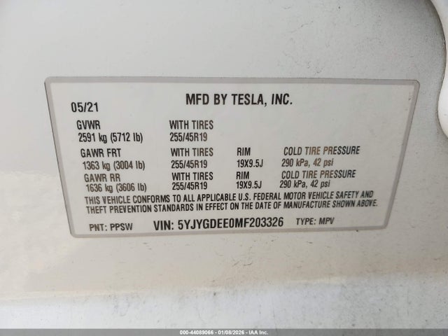 2021 TESLA MODEL Y 5YJYGDEE0MF203326 Photo 8