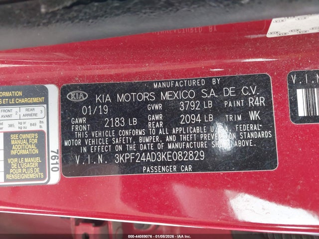 Продаж на аукціоні авто 2019 Kia Forte Lxs, vin: 3KPF24AD3KE082829, номер лоту: 44089076