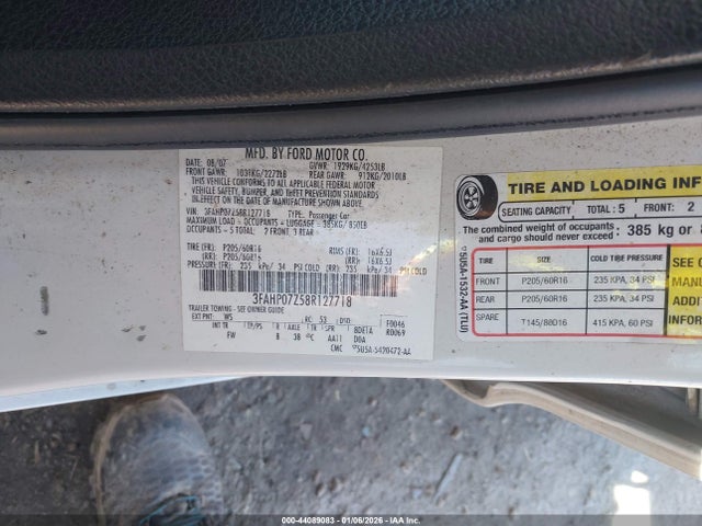 2008 FORD FUSION 3FAHP07Z58R127718 Photo 8