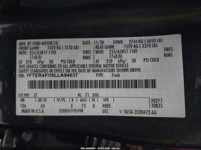 1FTER4FH5LLA94637 Ford RANGER XL