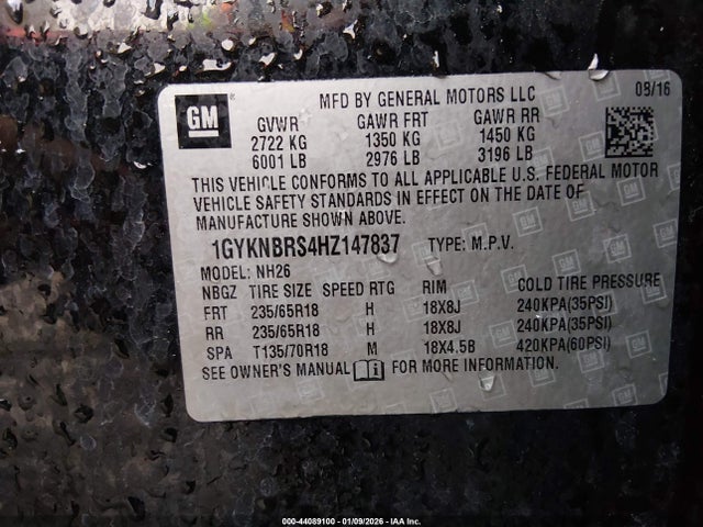 2017 CADILLAC XT5 1GYKNBRS4HZ147837 Photo 8