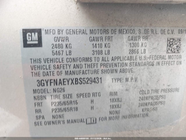 2011 CADILLAC SRX 3GYFNAEYXBS529431 Photo 8