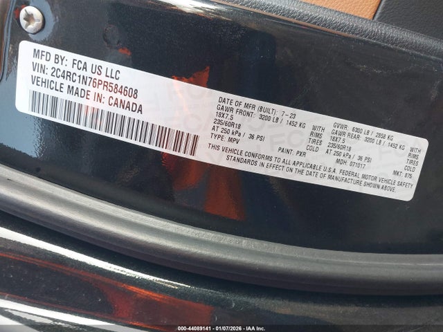 Продаж на аукціоні авто 2023 Chrysler Pacifica Hybrid Pinnacle, vin: 2C4RC1N76PR584608, номер лоту: 44089141