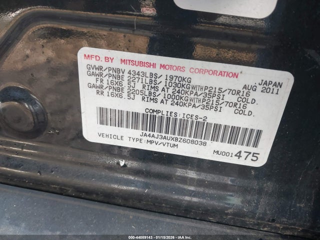 2011 MITSUBISHI RVR JA4AJ3AUXBZ608038 Photo 8