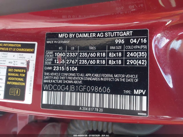 Продаж на аукціоні авто 2016 Mercedes-benz Glc 300, vin: WDC0G4JB1GF098606, номер лоту: 44089159