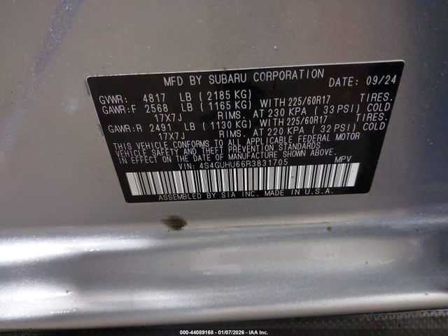 4S4GUHU66R3831705 Subaru Crosstrek Wilderness