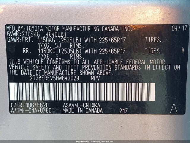 2017 TOYOTA RAV4 2T3BFREV5HW643029 Photo 8