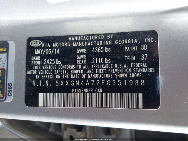 5XXGN4A72FG351938 KIA OPTIMA EX