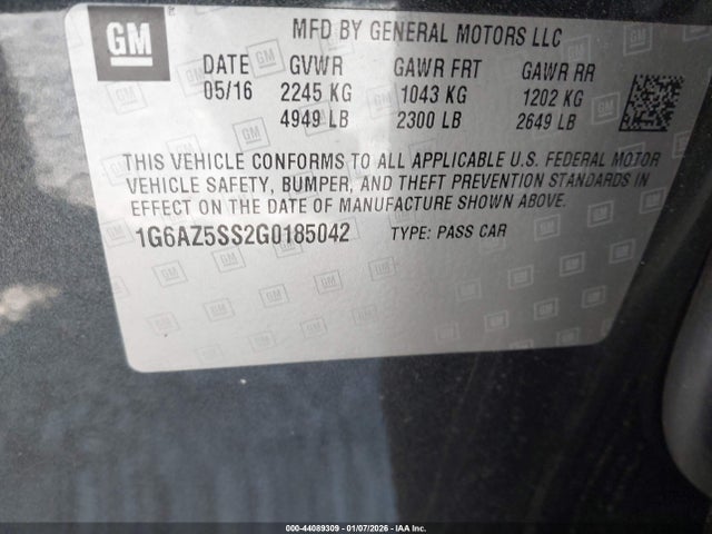 Aukcja sprzedaży 2016 Cadillac Cts Premium Collection, vin: 1G6AZ5SS2G0185042, numer aukcji: 44089309