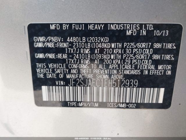 2014 SUBARU FORESTER JF2SJAEC1EH512939 Photo 8