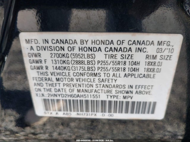2010 ACURA MDX 2HNYD2H60AH511551 Photo 8