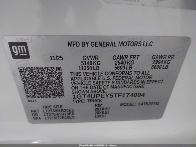 1GT4UPEY5TF174094 GMC SIERRA 2500HD