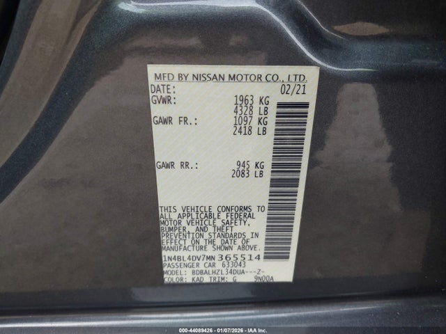 2021 NISSAN ALTIMA 1N4BL4DV7MN365514 Photo 8