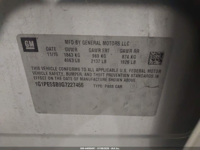 1G1PE5SB9G7227466 Chevrolet Cruze Limited 1lt Auto