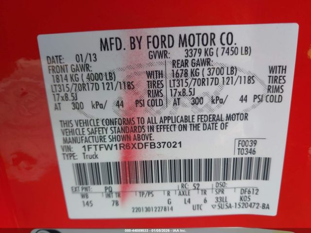 2013 FORD F-150 1FTFW1R6XDFB37021 Photo 8