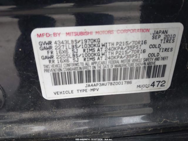 2011 MITSUBISHI OUTLANDER SPORT JA4AP3AU7BZ001786 Photo 8