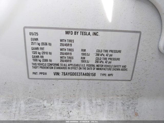 2026 TESLA MODEL Y 7SAYGDEE3TA406158 Photo 8