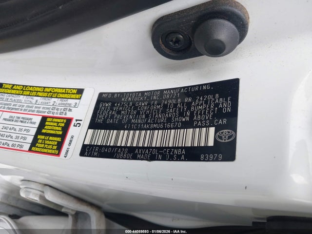4T1C11AK8MU616670 Toyota CAMRY LE