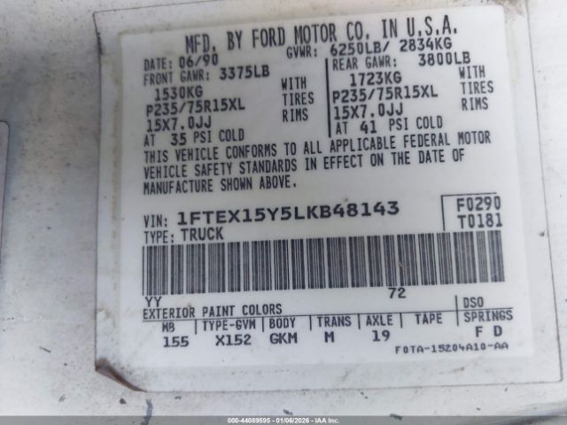 1990 FORD F150 1FTEX15Y5LKB48143 Photo 8
