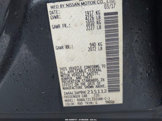 1N4AL3AP9HC215112 Nissan Altima 2.5 Sl